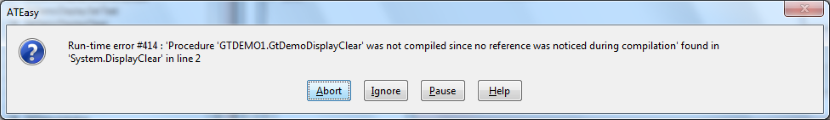 Error Dialog that displays when a referenced procedure is not compiled