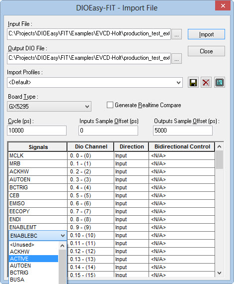 EVCD File Import Dialog