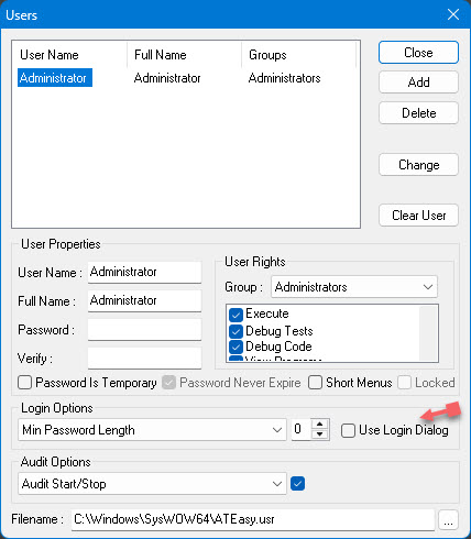 Use Login Dialog Checkbox