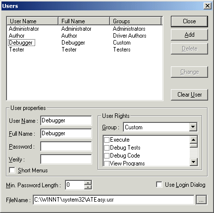 User Editing Dialog