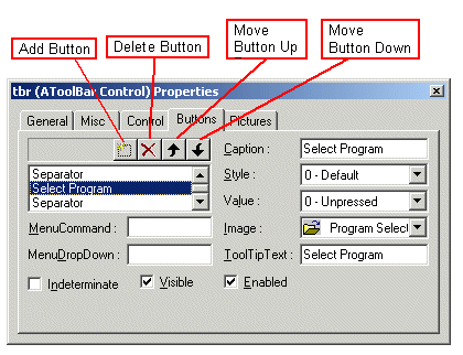Toolbar Properties Buttons Pane