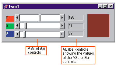 Scrollbar control with labels