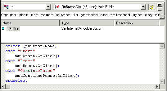 ToolBar Case Statement
