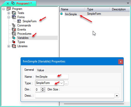Form Variable Window Form Variable Window