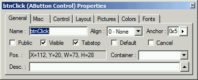 Properties Page For Button