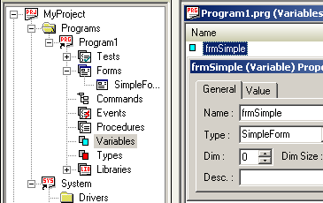 Form Variable Window Form Variable Window