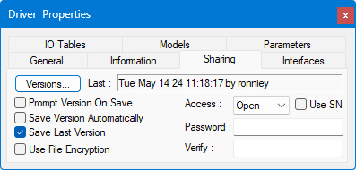 Driver Properties - Sharing