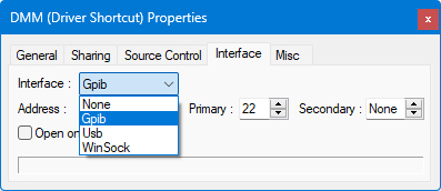 Driver Shortcut Properties - Interfaces