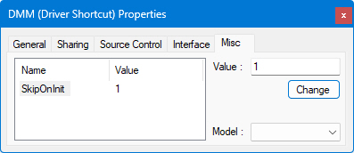 Driver Shortcut Properties - Miscellaneous