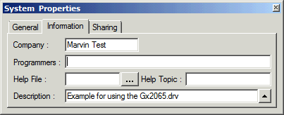 System Properties - Information