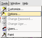 Tools Options Menu Item