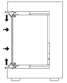 Ejector handles position after module insertion