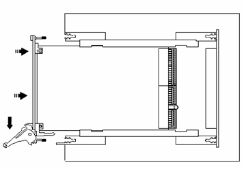 Ejector handles position during module insertion