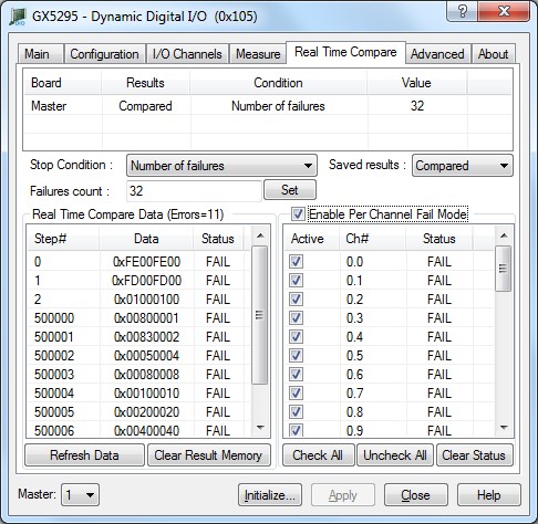 Gx5295 Virtual Panel - Real-Time Compare Page