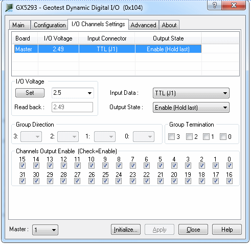 Virtual Panel – I-O Channels Settings Page