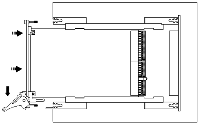 Ejector handles position during module insertion Ejector handles position during module insertion
