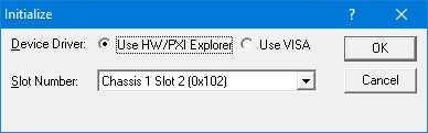 Initialize Dialog Box using Marvin Test Solutions’ HW driver