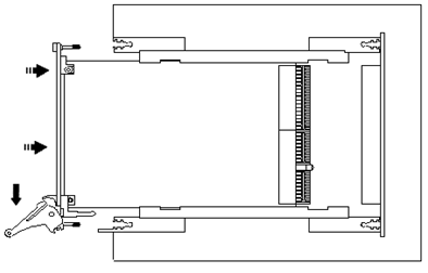 Ejector handles position during module insertion Ejector handles position during module insertion