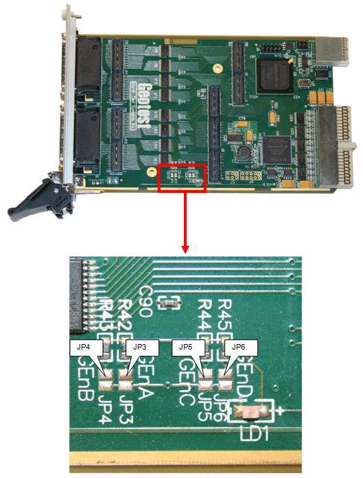 GX3500 Front View Jumpers (JP3-JP6)
