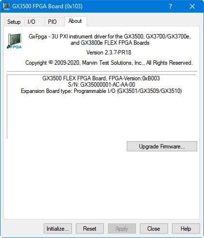 GX3500 Virtual Panel – About Page