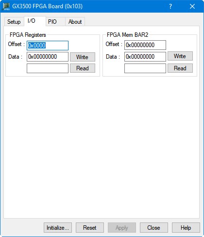 GX3500 Virtual Panel – I/O page
