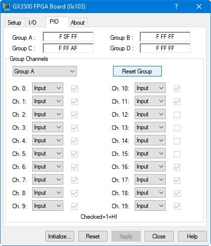 GX3500 Virtual Panel – PIO page