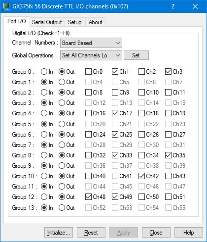 GX3756 Virtual Panel – Port I/O page