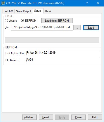 GX3756 Virtual Panel – Setup page