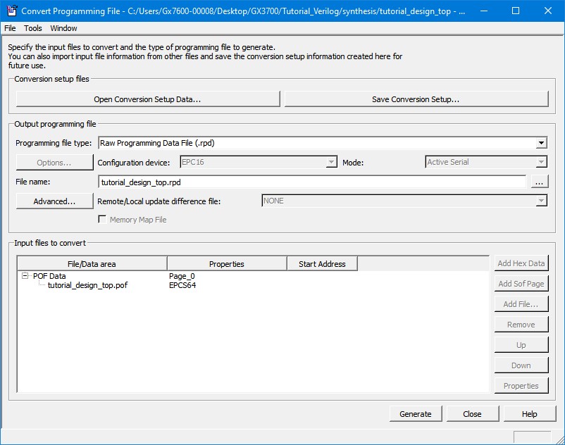 Convert Programming Files Dialog Box