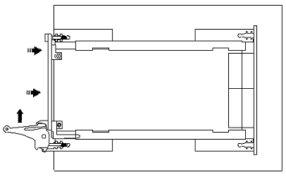 Ejector handles position after module insertion