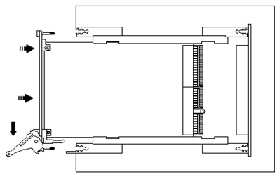 Ejector handles position during module insertion