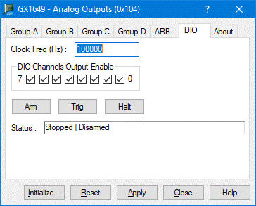 GX1649 (Only) Virtual Panel – DIO page