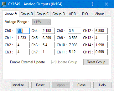 GX164X Virtual Panel – Group A page
