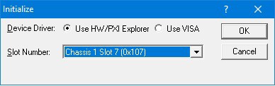 Initialize Dialog Box using Marvin Test Solutions’ HW driver