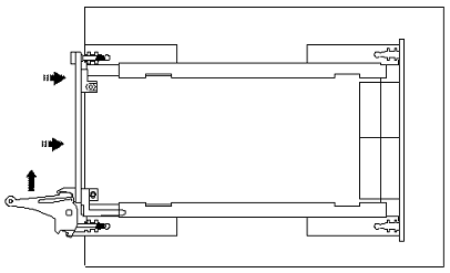 Ejector handles position after module insertion
