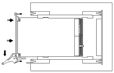 Ejector handles position during module insertion