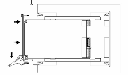 Ejector handles position during module insertion