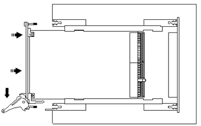 Ejector handles position during module insertion