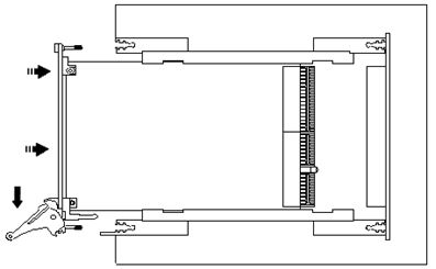 Ejector handles position during module insertion