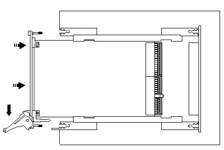 Ejector handles position during module insertion