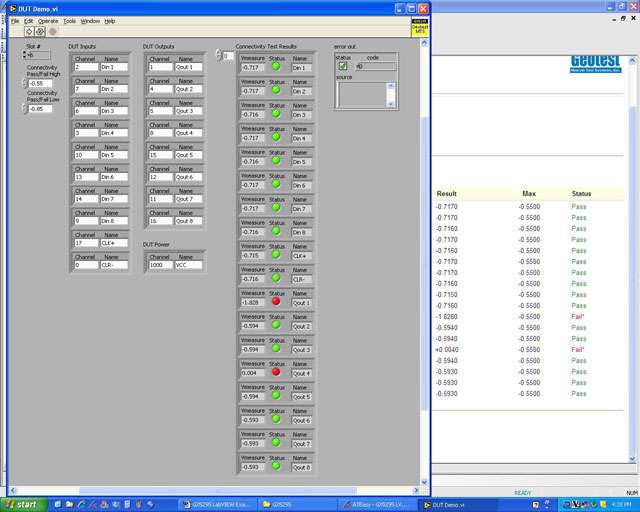 Figure 11:  ATEasy Output of LabVIEW Connectivity VI
