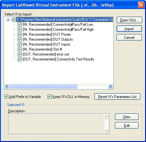 Figure 8:  ATEasy LabVIEW VI Import Utility