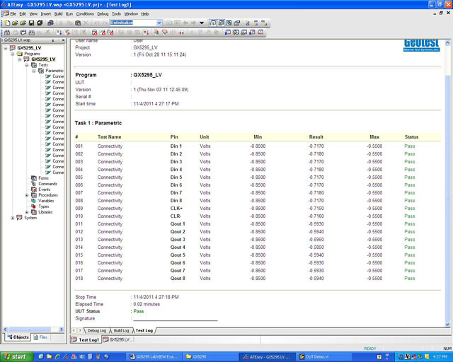 Figure 9:  ATEasy Output of LabVIEW Connectivity VI
