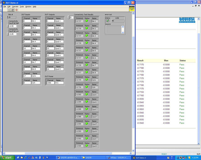 Figure 10:  ATEasy Output of LabVIEW Connectivity VI