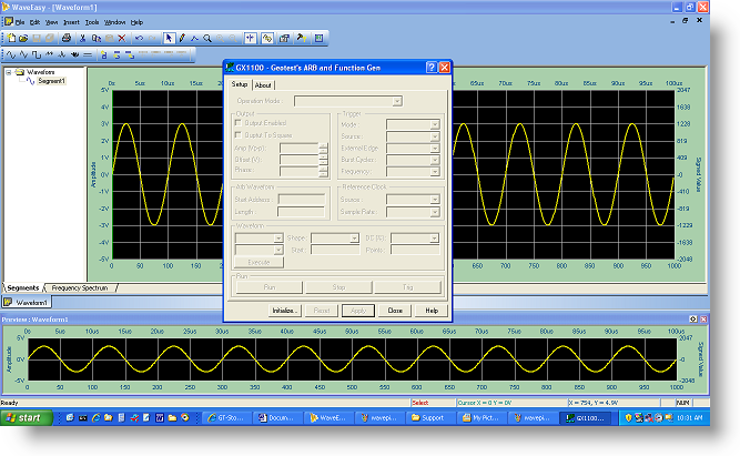 Using WaveEasy with the GX1110 Arbitrary Waveform Generator