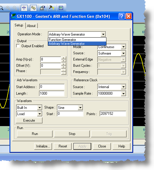 Using WaveEasy with the GX1110 Arbitrary Waveform Generator
