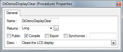 Properties Editor showing Compile Flag Checked