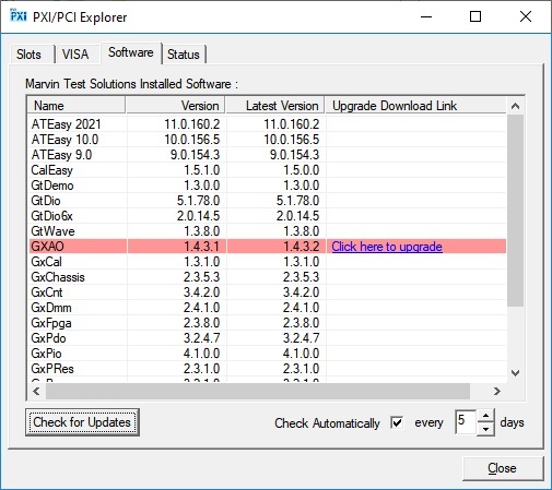 HW PXI/PCI Explorer Software Page